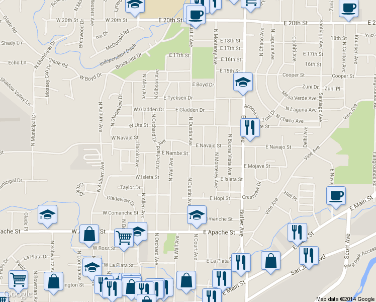 map of restaurants, bars, coffee shops, grocery stores, and more near 915 N Dustin Ave in Farmington