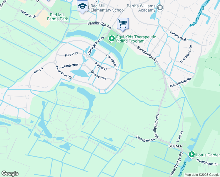 map of restaurants, bars, coffee shops, grocery stores, and more near 1793 Champion Circle in Virginia Beach