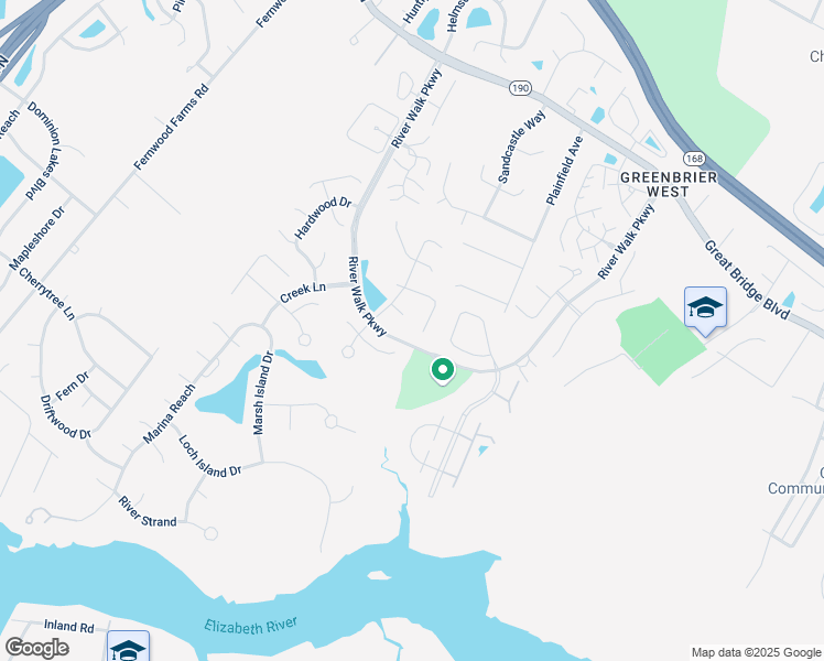 map of restaurants, bars, coffee shops, grocery stores, and more near 407 Supplejack Court in Chesapeake