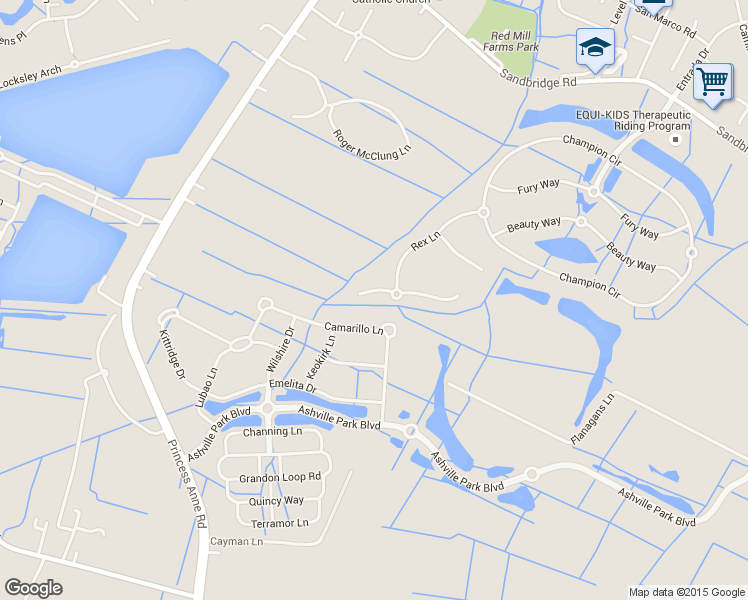 map of restaurants, bars, coffee shops, grocery stores, and more near 1849 Rein Lane in Virginia Beach