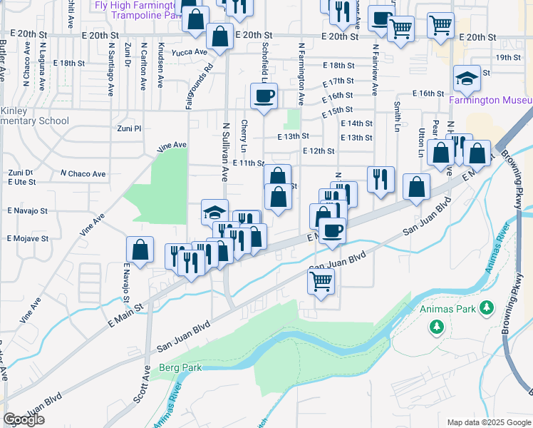 map of restaurants, bars, coffee shops, grocery stores, and more near 942 Schofield Lane in Farmington