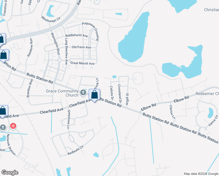 map of restaurants, bars, coffee shops, grocery stores, and more near 614 Calista Drive in Chesapeake