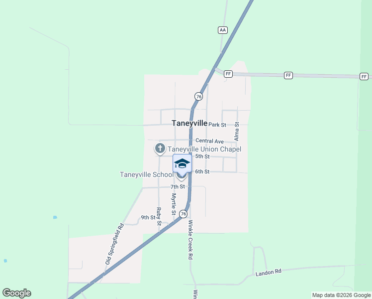 map of restaurants, bars, coffee shops, grocery stores, and more near 335 Grand Avenue in Taneyville