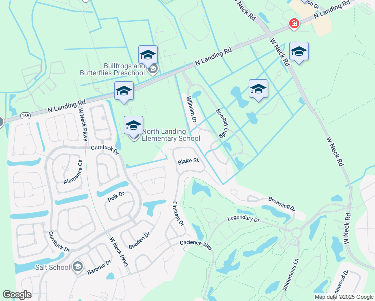 map of restaurants, bars, coffee shops, grocery stores, and more near 2681 Einstein Drive in Virginia Beach