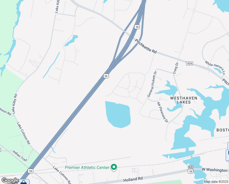 map of restaurants, bars, coffee shops, grocery stores, and more near 435 Terrywood Drive in Suffolk