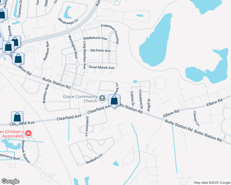 map of restaurants, bars, coffee shops, grocery stores, and more near 600 Flatrock Lane in Chesapeake