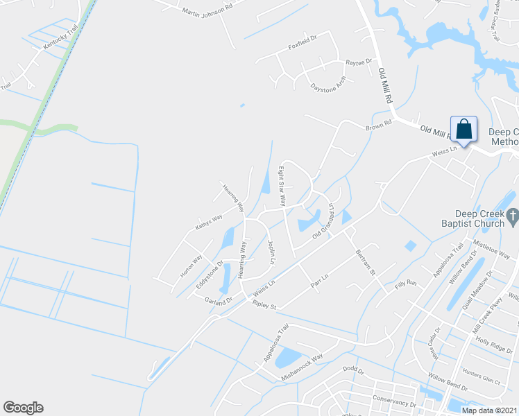 map of restaurants, bars, coffee shops, grocery stores, and more near 3200 Letcher Court in Chesapeake