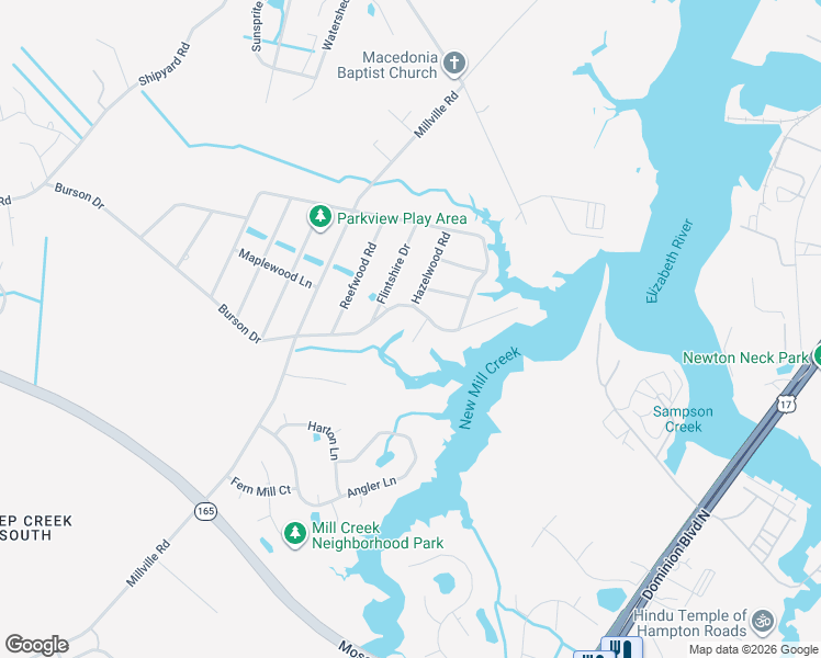 map of restaurants, bars, coffee shops, grocery stores, and more near 1916 McCoy Road in Chesapeake