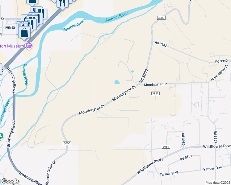 map of restaurants, bars, coffee shops, grocery stores, and more near 4300 Morningstar Drive in Farmington