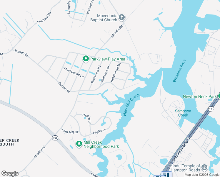 map of restaurants, bars, coffee shops, grocery stores, and more near 1916 McCoy Road in Chesapeake