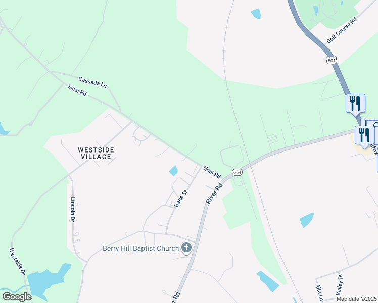 map of restaurants, bars, coffee shops, grocery stores, and more near 2211-2215 State Route 654 in South Boston