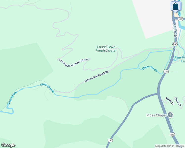 map of restaurants, bars, coffee shops, grocery stores, and more near Asher-Clear Creek Road in Pineville