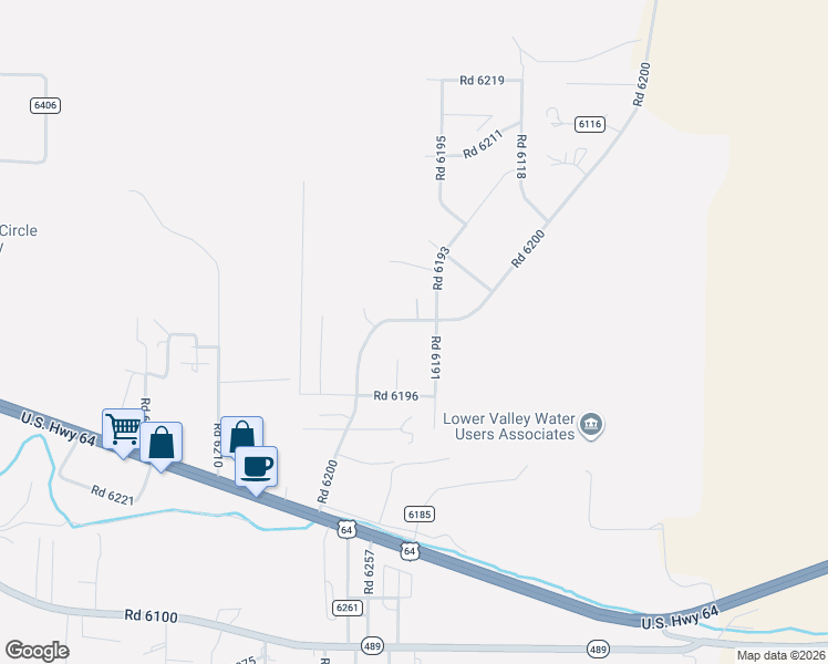 map of restaurants, bars, coffee shops, grocery stores, and more near 8 Road 6197 in Kirtland