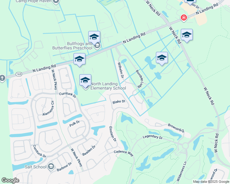 map of restaurants, bars, coffee shops, grocery stores, and more near 2668 Einstein Drive in Virginia Beach