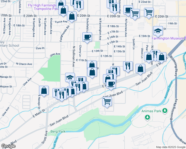 map of restaurants, bars, coffee shops, grocery stores, and more near 942 Schofield Lane in Farmington