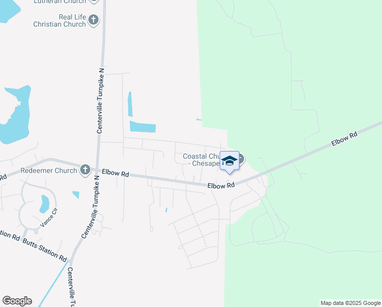 map of restaurants, bars, coffee shops, grocery stores, and more near 637 Baker Loop in Chesapeake