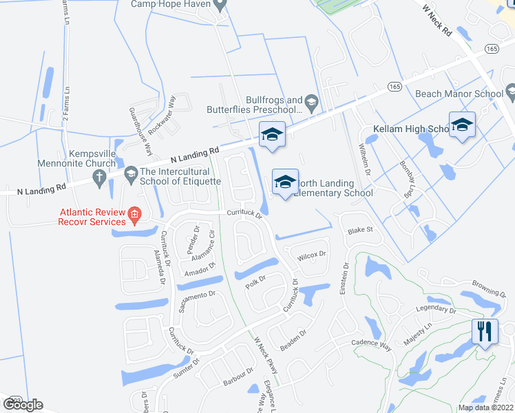 map of restaurants, bars, coffee shops, grocery stores, and more near 2629 Alleghany Loop in Virginia Beach