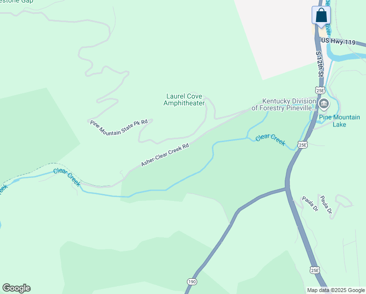 map of restaurants, bars, coffee shops, grocery stores, and more near Asher-Clear Creek Road in Pineville