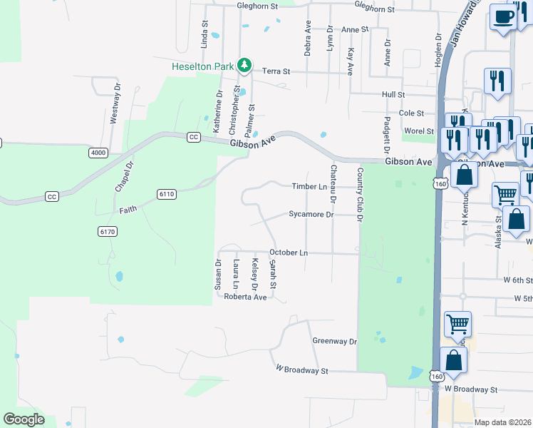 map of restaurants, bars, coffee shops, grocery stores, and more near 1201-1299 Westwood Drive in West Plains