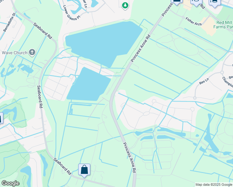 map of restaurants, bars, coffee shops, grocery stores, and more near 1992 Princess Anne Road in Virginia Beach