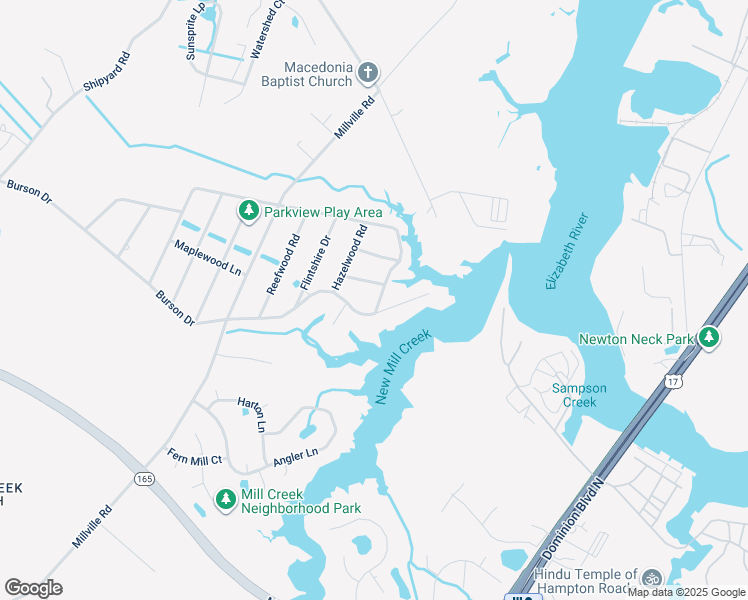 map of restaurants, bars, coffee shops, grocery stores, and more near 1703 Rockwood Drive in Chesapeake