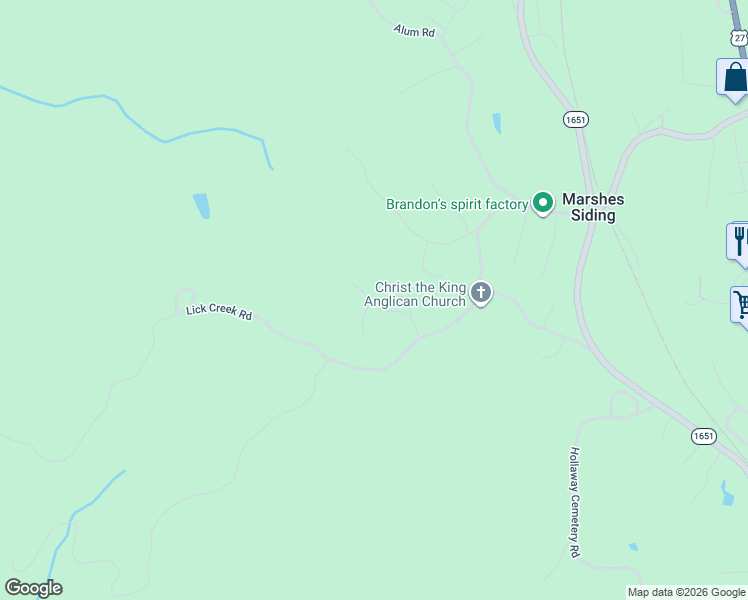 map of restaurants, bars, coffee shops, grocery stores, and more near Larry Heath Road in Whitley City