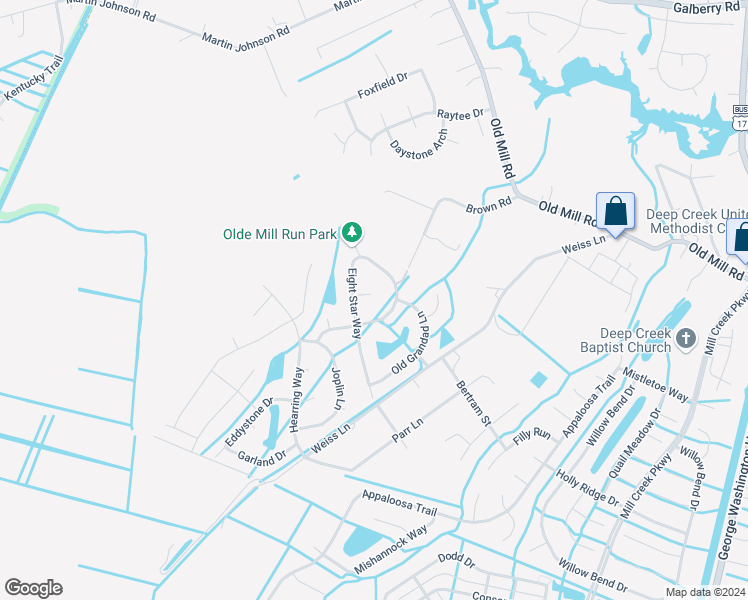 map of restaurants, bars, coffee shops, grocery stores, and more near 3405 Gilbys Court in Chesapeake
