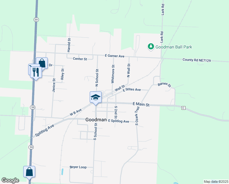 map of restaurants, bars, coffee shops, grocery stores, and more near 101 Whitmore Street in Goodman