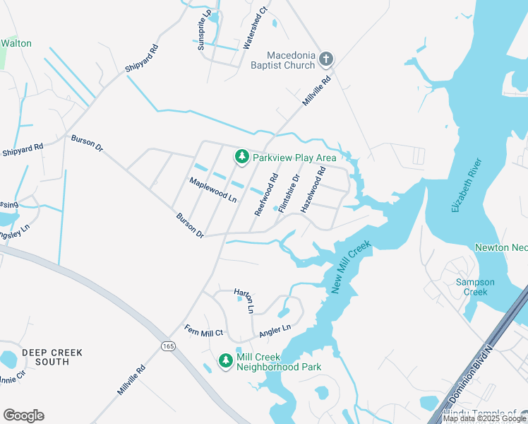 map of restaurants, bars, coffee shops, grocery stores, and more near 1957 Reefwood Road in Chesapeake