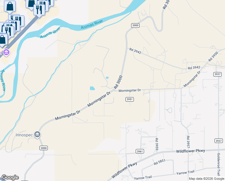 map of restaurants, bars, coffee shops, grocery stores, and more near 1 Morningstar Drive in Farmington