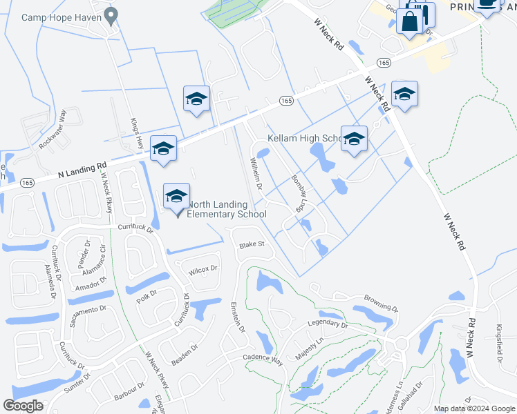 map of restaurants, bars, coffee shops, grocery stores, and more near 2704 Eskers Court in Virginia Beach
