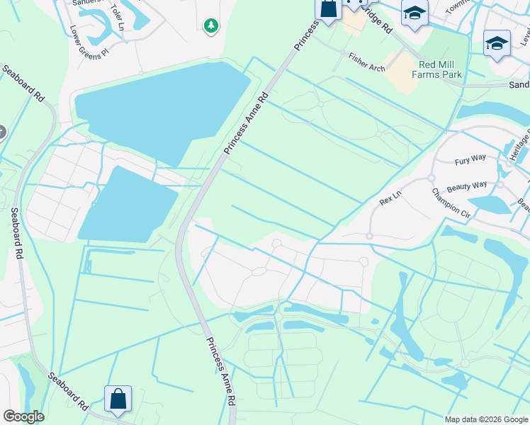 map of restaurants, bars, coffee shops, grocery stores, and more near 2000 Princess Anne Road in Virginia Beach
