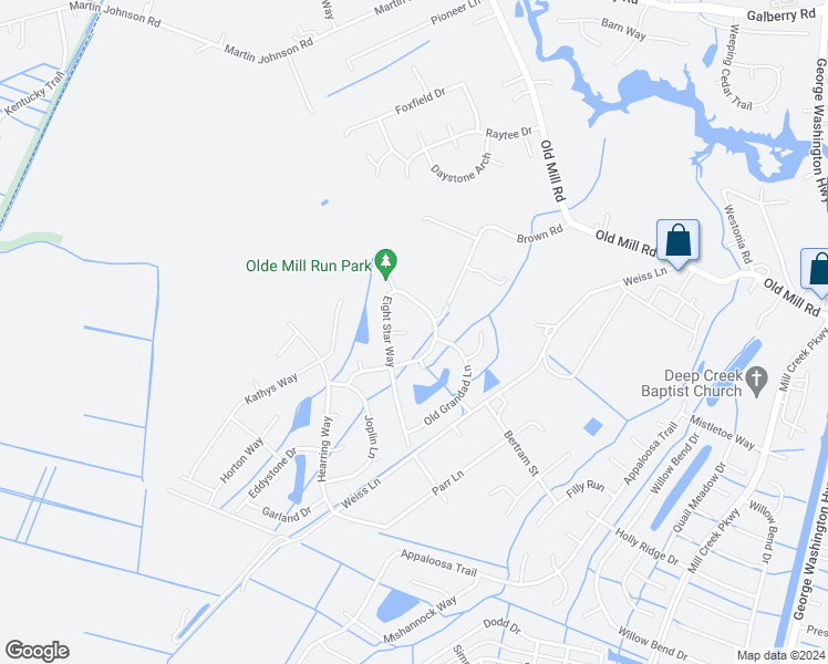 map of restaurants, bars, coffee shops, grocery stores, and more near 3400 Gilbys Court in Chesapeake