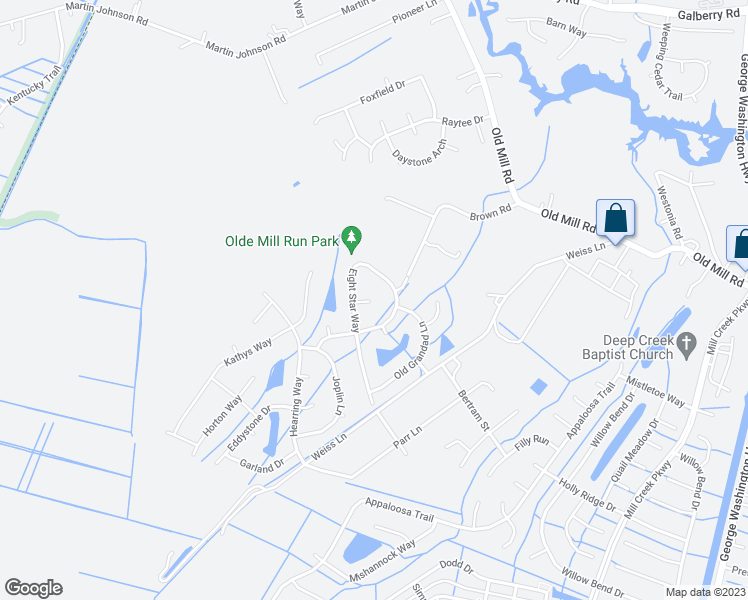 map of restaurants, bars, coffee shops, grocery stores, and more near 3400 Gilbys Court in Chesapeake