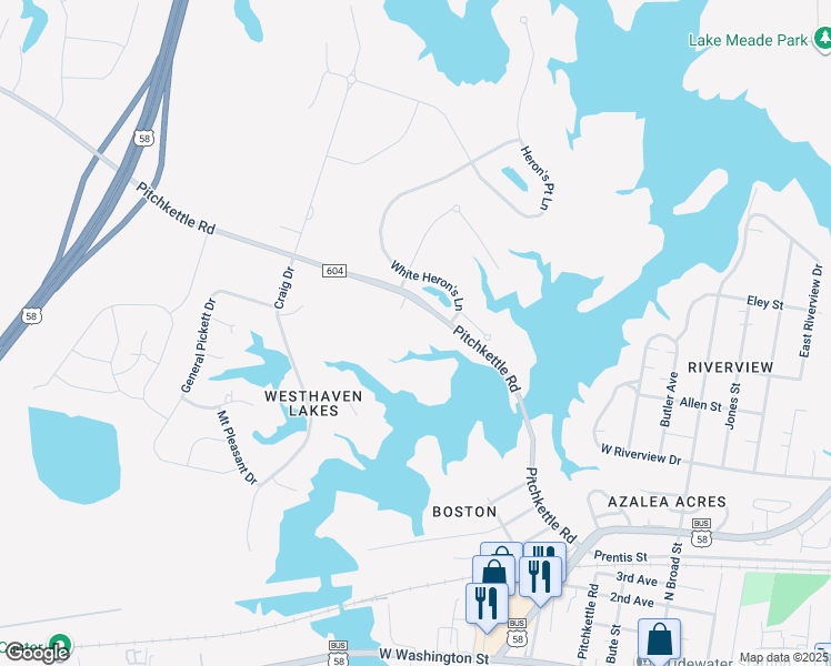 map of restaurants, bars, coffee shops, grocery stores, and more near 1013 Pitchkettle Road in Suffolk