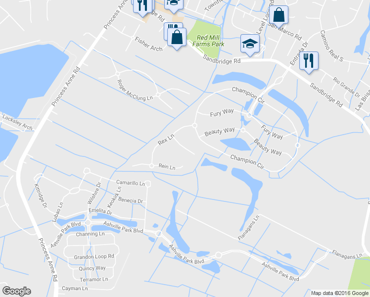 map of restaurants, bars, coffee shops, grocery stores, and more near 1817 Buttermilk Court in Virginia Beach