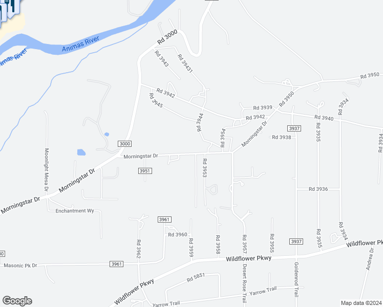 map of restaurants, bars, coffee shops, grocery stores, and more near 39 Road 3950 in Farmington