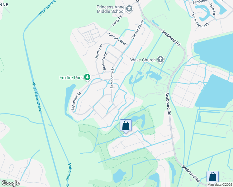 map of restaurants, bars, coffee shops, grocery stores, and more near 2308 Andre Court in Virginia Beach