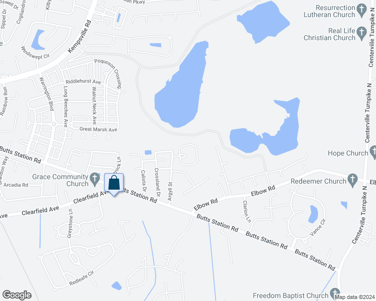 map of restaurants, bars, coffee shops, grocery stores, and more near 715 Argyll Street in Chesapeake