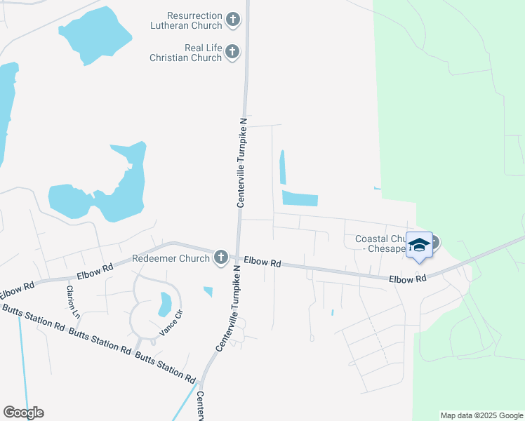 map of restaurants, bars, coffee shops, grocery stores, and more near 1616 Copper Stone Circle in Chesapeake