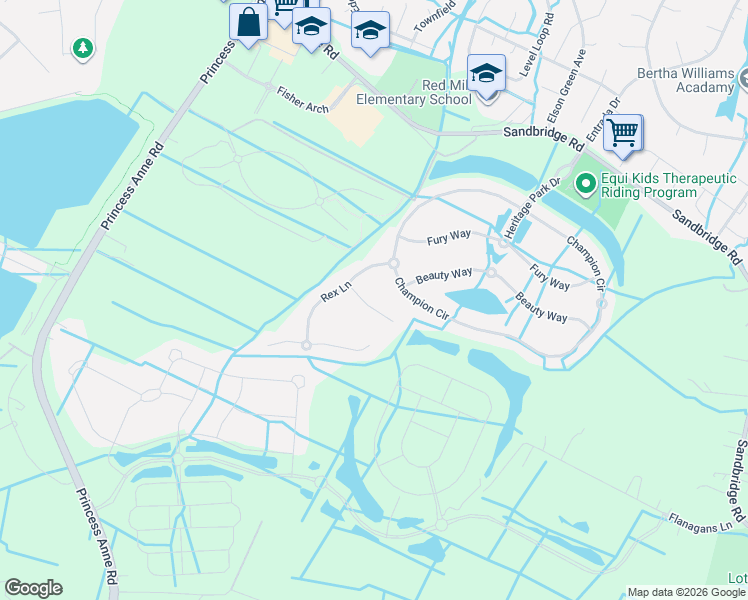 map of restaurants, bars, coffee shops, grocery stores, and more near 1816 Buttermilk Court in Virginia Beach