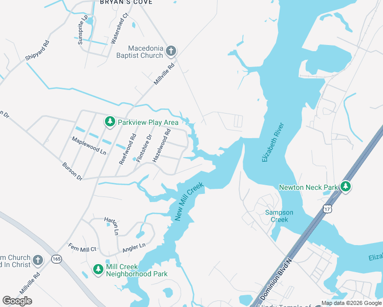 map of restaurants, bars, coffee shops, grocery stores, and more near 1732 Rockwood Drive in Chesapeake