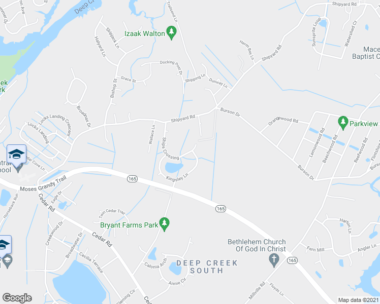 map of restaurants, bars, coffee shops, grocery stores, and more near 2211 Ships Crossing in Chesapeake