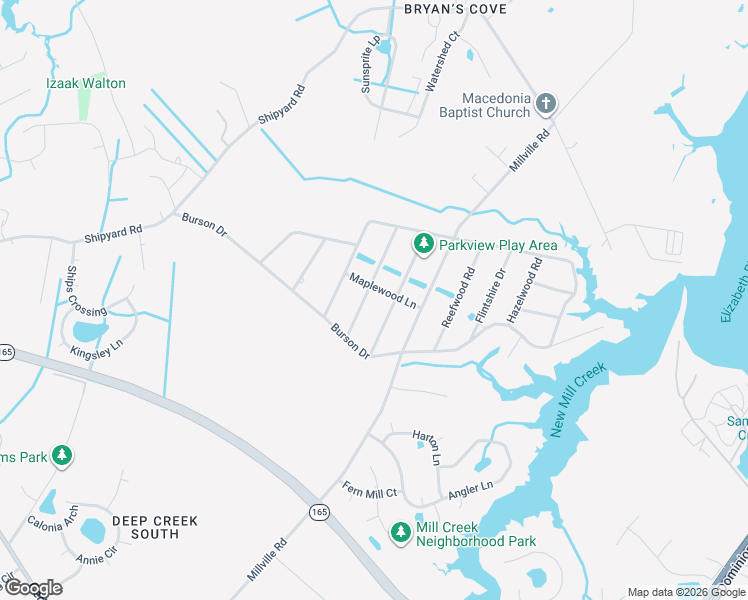 map of restaurants, bars, coffee shops, grocery stores, and more near 1957 Lemonwood Road in Chesapeake