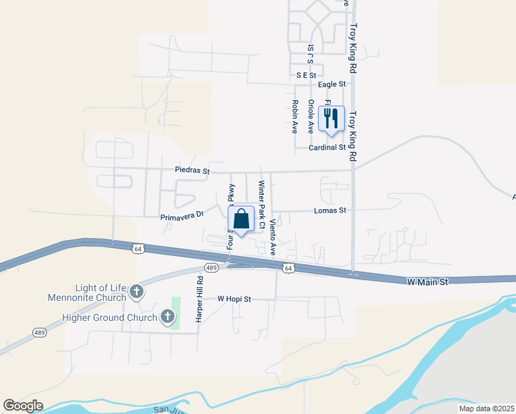 map of restaurants, bars, coffee shops, grocery stores, and more near 4601 Spring Mist Lane in Farmington
