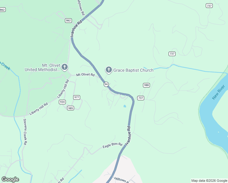 map of restaurants, bars, coffee shops, grocery stores, and more near Ivanhoe Rd in Fries