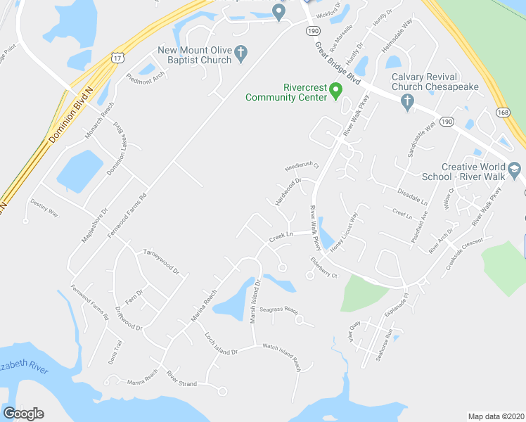 map of restaurants, bars, coffee shops, grocery stores, and more near 330 Spice Bush Court in Chesapeake