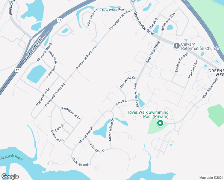 map of restaurants, bars, coffee shops, grocery stores, and more near 328 Spice Bush Court in Chesapeake