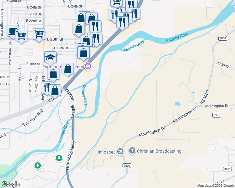 map of restaurants, bars, coffee shops, grocery stores, and more near 525 1st in Farmington
