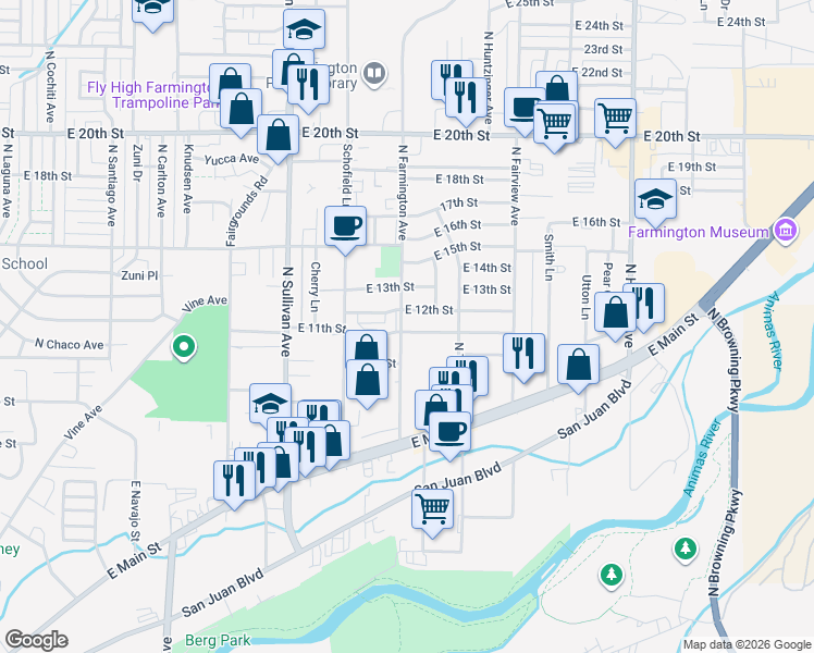 map of restaurants, bars, coffee shops, grocery stores, and more near 1119 Farmington Avenue in Farmington